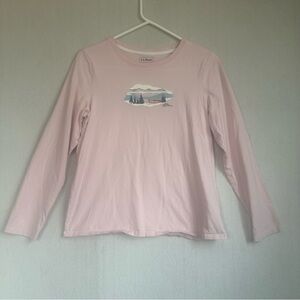 L.L. Bean Light Pink Long-Sleeve Tee with Lakeside Graphic
